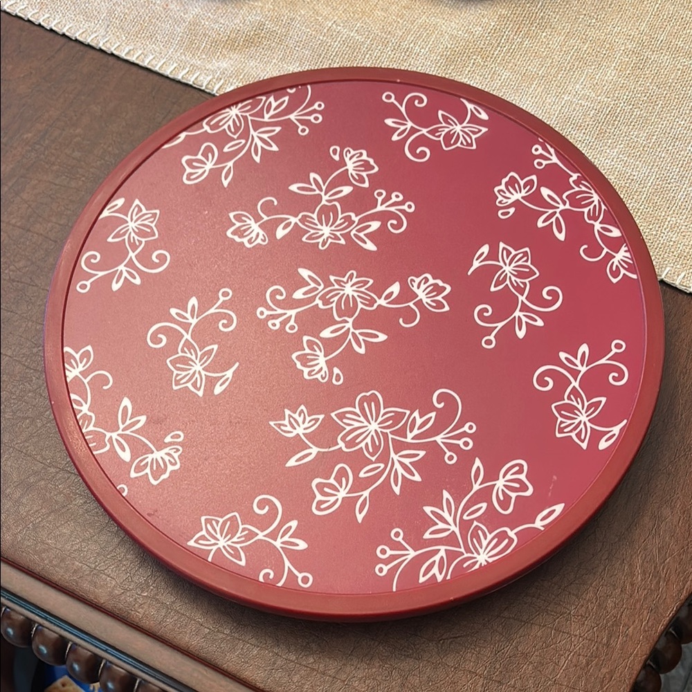 Temptations burgundy Floral Decorative lazy Susan